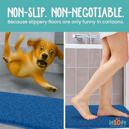 Standard Chenille Bath Mats 34"x21", Plush Absorbent Quick Dry, Machine Washable, Non Slip Carpet for Bathroom, Thick Bathroom Rugs, Shower Restroom Rug Mat, Alfombras De Bano, Bathrugs