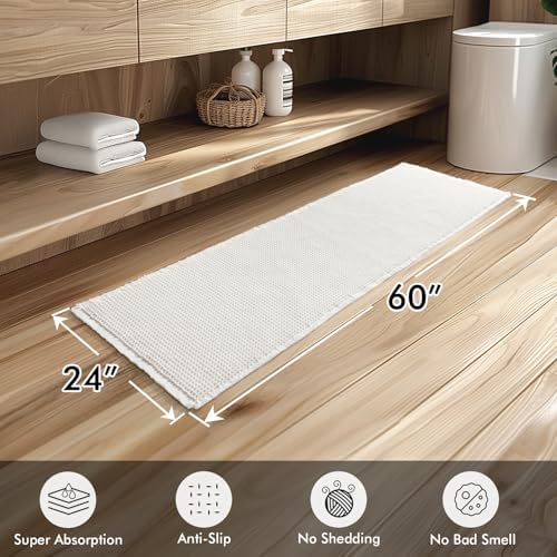 MIULEE Set of 2 Waffle Bathroom Runner Rugs White 2'x5'(24"x60")
