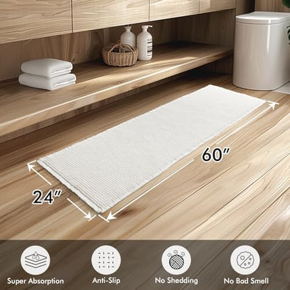 MIULEE Set of 2 Waffle Bathroom Runner Rugs White 2'x5'(24"x60")