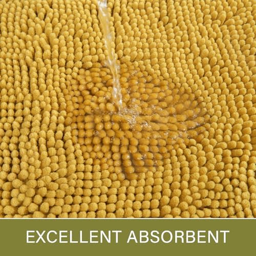 LOCHAS Luxury Bathroom Rug Shaggy Bath Mat 24 x 60 Inch, Yellow