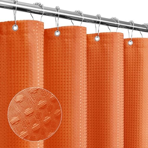 Gibelle Extra Long Burnt Orange Fabric Shower Curtain, 72 x 84