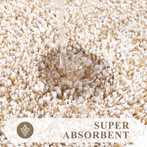 Pauwer Bathroom Rugs Sets 2 Piece, Non Slip Washable Bath Mat, Khaki