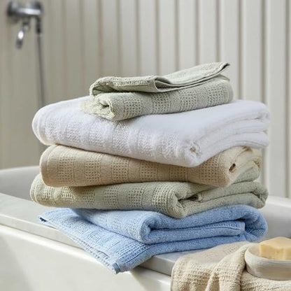 Martha Stewart - Bath Towels, Soft & Absorbent 100% Cotton Towels, Solid 500 GSM, 6-Piece Bathroom Towel Set with Textured Weave (Bedford Cottage Green)