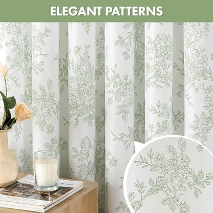 Spring Sage Green Floral Shower Curtain W72*L72 Inches Long