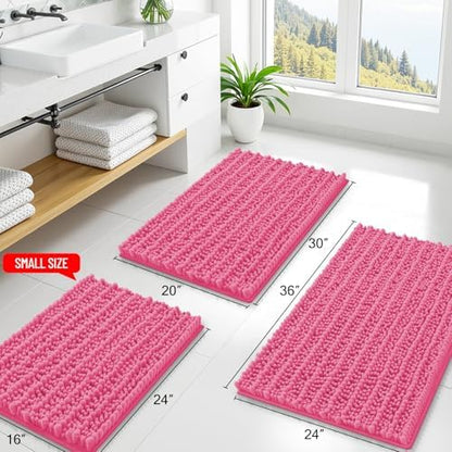 Smiry Bathroom Rugs 47X24, Extra Soft Rubber Backing Chenille Bath Mats