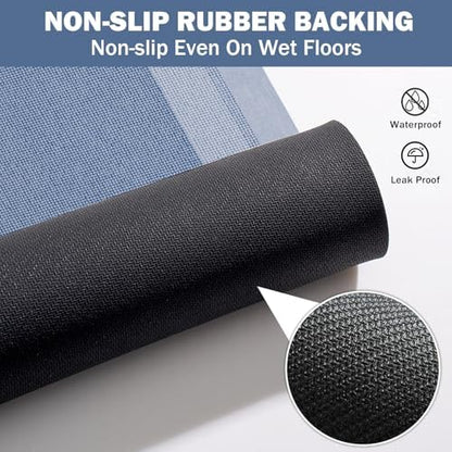 YDKGL Non Slip Bath Mat Thin Bathroom Rugs Fit Under Door Blue 16"x 24"
