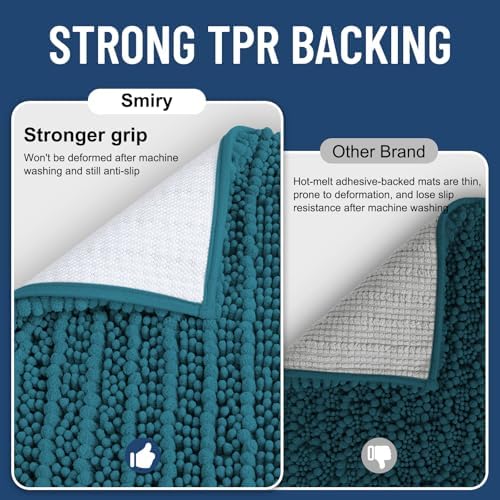 Smiry Bathroom Rugs 48X32, Extra Soft Rubber Backing Chenille Bath Mats