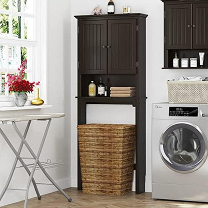 UTEX Above Toilet Storage Cabinet, Bathroom Organizer with Doors, Espresso