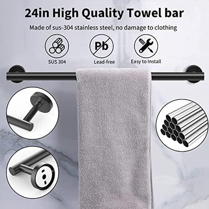 Newfun 10 Pieces Matte Black Bathroom Hardware Set 24 Inch