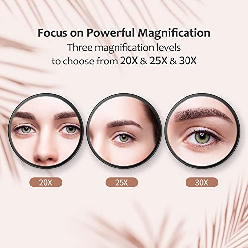 MIYADIVA 20X Magnifying Mirror, Small Travel Mirror with Suction Cup and Tweezers, 3.5 Inches