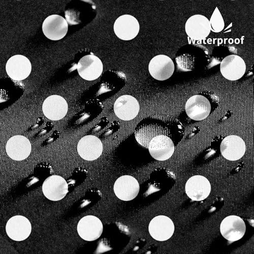 Polka Dots Shower Curtain, Black White Waterproof Fabric Shower Curtain for Bathroom with Modern Abstract Geometric Circle Bath Curtain Decor with Hooks, Machine Washable, 72''Wx84''L