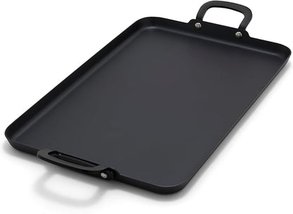GreenPan x Bobby Flay 18" x 11" Carbon Steel Double Burner Pan, Pre-Seasoned Ready to Use, Induction Compatible, High Heat & Oven Safe Durable Cookware, Cast Iron Alternative