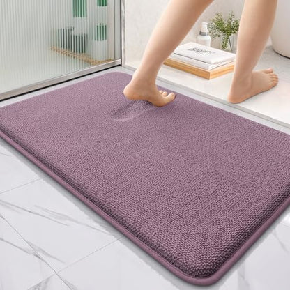 OLANLY Thick Memory Foam Bathroom Rugs 36x24, Absorbent Bath Mat, Deep Plum