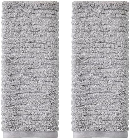 SKL Home CloudSoft Hand Towel Set, 2-Piece, 100% Cotton Luxury, Gray