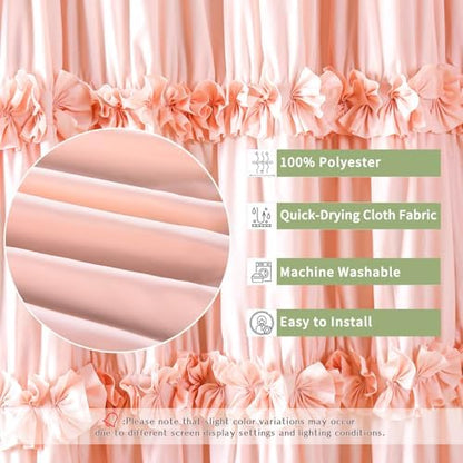 Homechoice Decor Peach Ruffle Shower Curtain for Master Bathroom