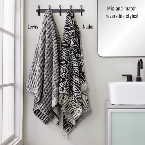 SKL Home Lewis Bath Towel, Premium 100% Cotton, Black