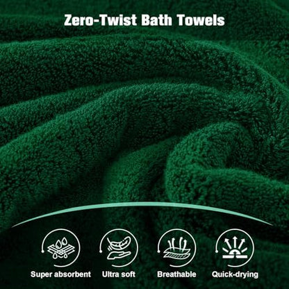 COZYART Bath Towel Set 6 PCS Formal Green Luxury 100% Turkish Cotton 650GSM