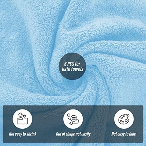 MOONQUEEN 6 Pack Premium Bath Towel Set - Quick Drying - Microfiber Coral Velvet Highly Absorbent Towels - Multipurpose Use as Bath Fitness, Bathroom, Shower, Sports, Yoga Towel (Aquamarine)