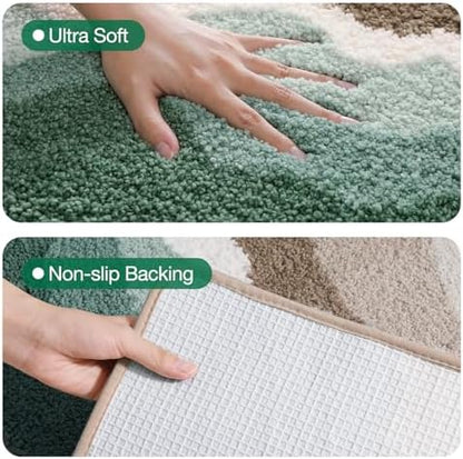 LUMI Coastal Bathroom Rug Soft Microfiber Absorbent Bath Mat 20x32