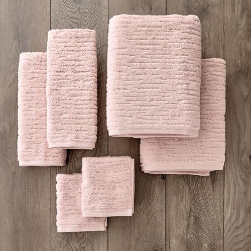 SKL Home CloudSoft Washcloth Set, 4-Piece, 100% Cotton Luxury, Blush Pink