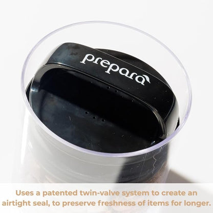 Prepara Evak Fresh Saver Airtight Plastic Container, Small (4” x 3.75”, 1.8 Cups), BPA-Free Food Storage Canister Vacuum Sealed Lid Handle, Odor Resistant, Ideal for Coffee Beans & Dry Goods