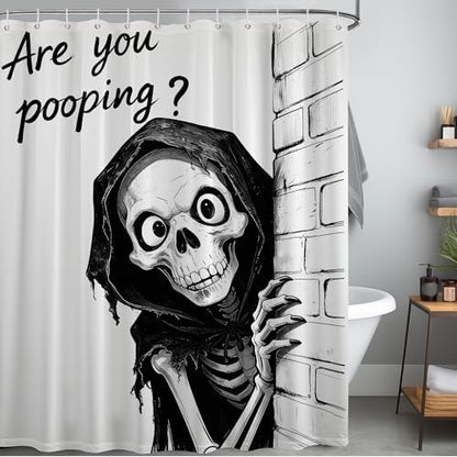 Extra Tall Shower Curtain XL Funny Skull, 70 x 96 Inchs