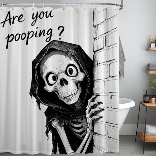 Extra Tall Shower Curtain XL are You Pooping Skul, 70 x 78 Inchs