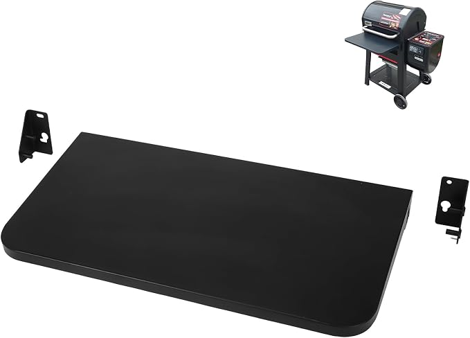 Utheer Folding Front Shelf for Weber Searwood 600 Pellet Grill, 23" x 12.5" Heavy-Duty Steel BBQ Prep Table, 60 LB Load, Space-Saving Front Grill Shelf, Weber Searwood 600 Accessories