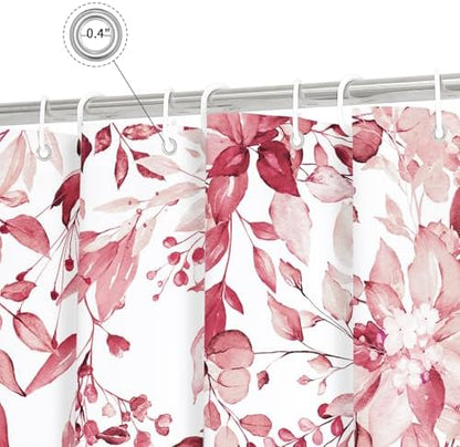 Gibelle Pink Eucalyptus Shower Curtain, Watercolor Floral Print, 72x84