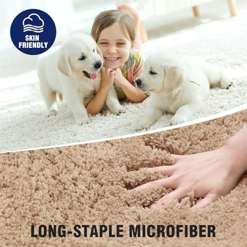 TECHMILLY U Shaped Super Soft Shaggy Bathroom Rugs, Absorbent Thick Non Slip Microfiber Toilet Rugs, Quick Dry Machine Washable Bath Mat for Bathroom Floor, Bathtub and Shower 24"x20"