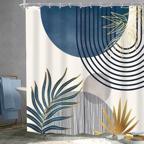 Mid Century Boho Abstract Modern Sun Minimalist Bathroom Shower Curtain Set