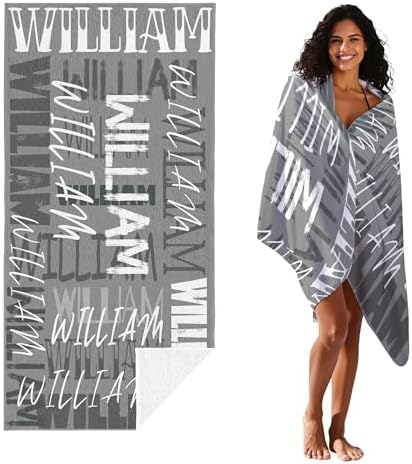 JML Personalized Beach Towel with Name, Custom Beach Towel with Name, Customized Microfiber Pool Towel, Quick Dry & Absorbent Swim Towel for Adult,Anniversary, Birthday, Summer Holiday,Vacation