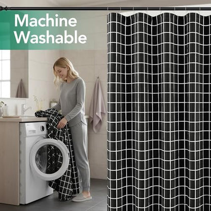 Black Farmhouse Shower Curtain-Fabric Extra Long Shower Curtains Bathroom