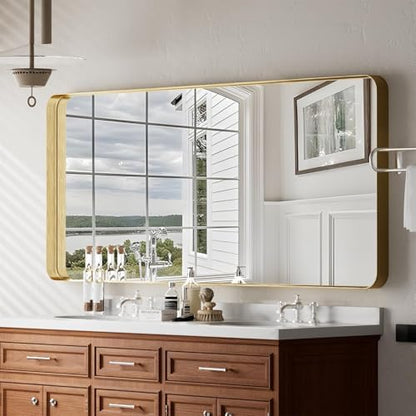 VooBang Bathroom Mirror 30"x48", Gold Gorgeous Deep Frame Wall Mirror