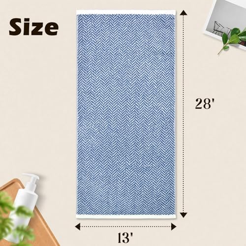 Cleanbear 4-Pack Cotton Hand Towels with Herringbone Stripes, 13 x 28 Inch