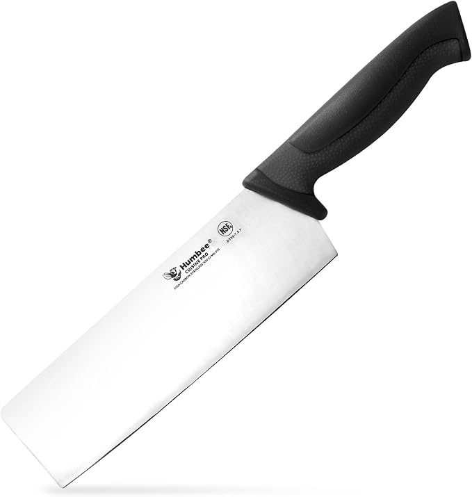 7.5-Inch Nakiri Knife, High Carbon Stainless Steel Hollow Grind Blade, Razor Sharp Edge, Ergonomic Non-Slip Handle, Cleaver Style, DT-50 Series, Black