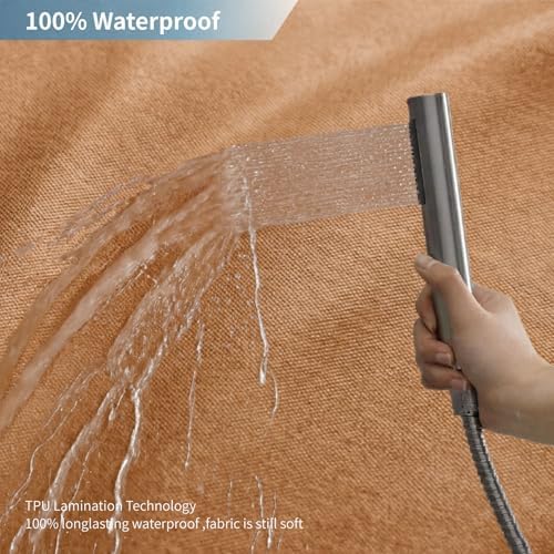 Waterproof Fabric Shower Curtain,No Liner Needed,72x72,Orange