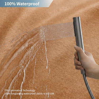 Waterproof Fabric Shower Curtain,No Liner Needed,72x72,Orange