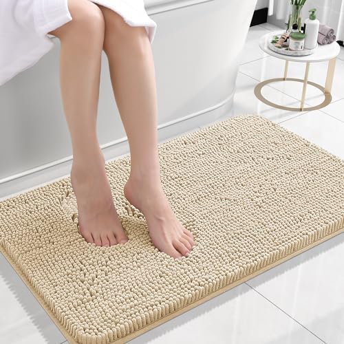 OLANLY Small Bathroom Rugs 24x16, Extra Soft Absorbent Chenille Bath Rugs