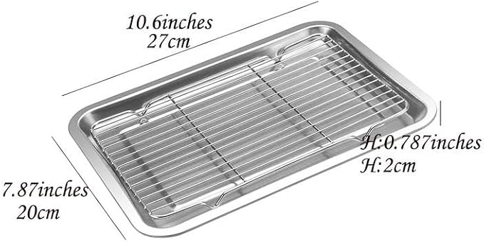 Stainless Steel Broiler Pan with Grill Rack for Oven 10.6"* 7.8"*0.78" Set of 2