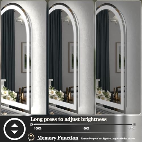 24x36 Inch Arched LED Mirror for Bathroom
