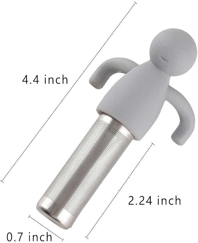2 Pack Tea Infuser for Loose Tea Extra Fine Mesh Tea Steeper Stainless Steel Tea Strainer with Silicone Handle Cute Tea Ball for Cup Mug, Grey and Yellow