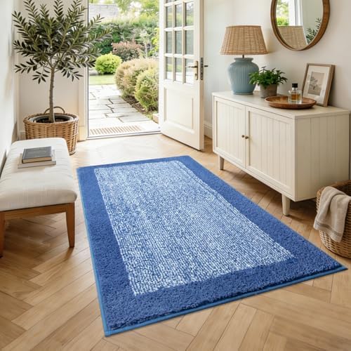 48x32 Large Bathroom Rugs Non Slip Washable, Soft Absorbent Bath Mat Blue
