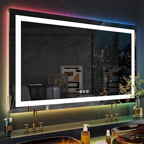 LOAAO 72"X32" RGB LED Bathroom Mirror with Lights, UL Listed