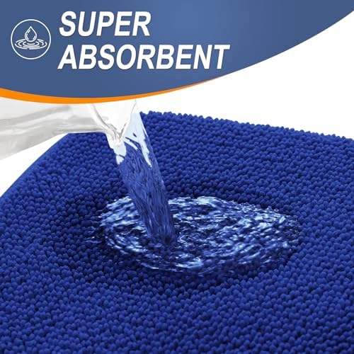 OLANLY Memory Foam Bathroom Runner Rugs 44x24, Long Bath Mats, Royal Blue