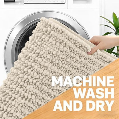 OLANLY Large Bathroom Rugs 40x32, Thick Soft Absorbent Chenille Bath Rugs