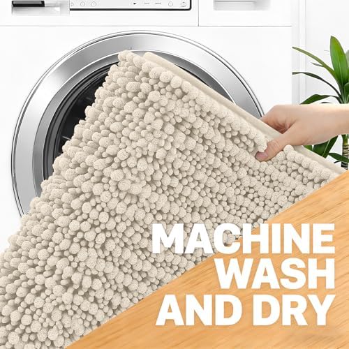 OLANLY Bathroom Runner Rugs 59x24, Thick Soft Absorbent Chenille Bath Rugs
