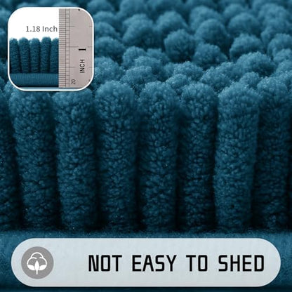 Yimobra Large Bathroom Rugs 36"x24", Non Slip Bath Mat for Tub, Shaggy Rug Floor Carpet, Extra Soft Super Absorbent Quick Dry, Machine Washable,Peacock Blue
