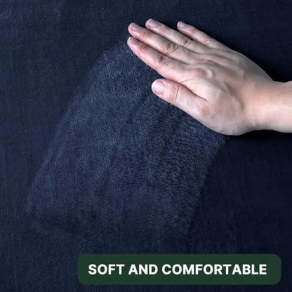 H.VERSAILTEX Bath Mat Memory Foam Set Bathroom Rug Set Flannel Velvety Bath Mat Luxury Extra Soft and Absorbent Non Slip Rugs for Bathroom/Bedroom Washable(2 Pack- 20"x 32"/ 17"x 24", Navy)