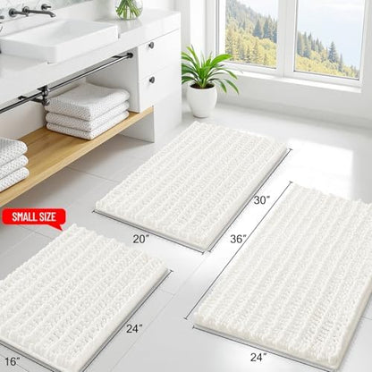 Smiry Bathroom Rugs 47X20, Extra Soft Rubber Backing Chenille Bath Mats